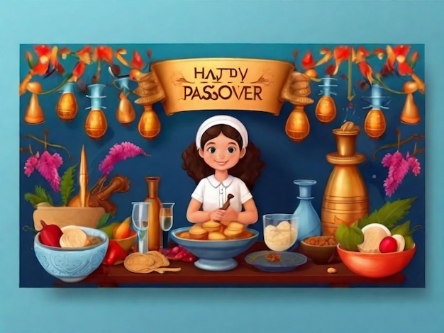 Photo happy passover festival banner