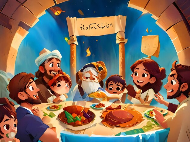 Photo happy passover haggadah the guidebook used to the story illustration image ai generate