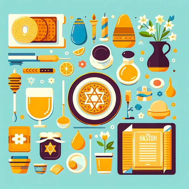 Photo happy passover holiday with blue background