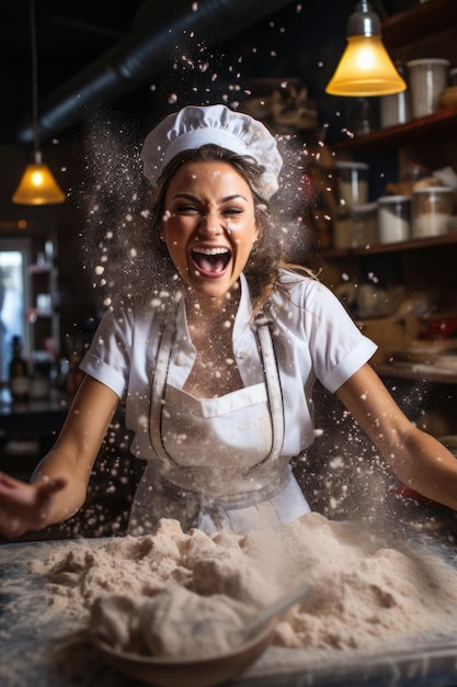 Photo a happy pastry chef