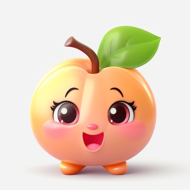 Happy Peach Cartoon Mascot