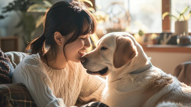 写真 お気に入りのペットと一緒に暮らす 幸せな人たち 愛と友情 プラグマ