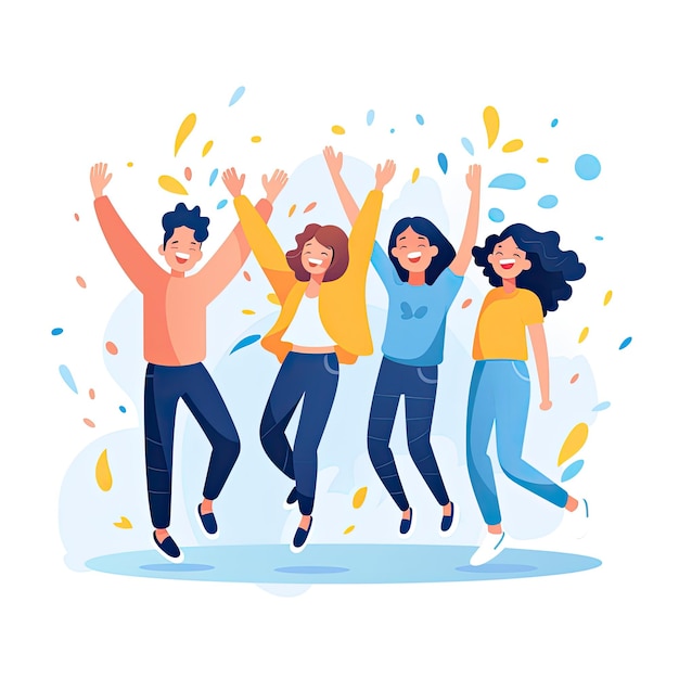 Photo happy people celebrating flat vector illustration