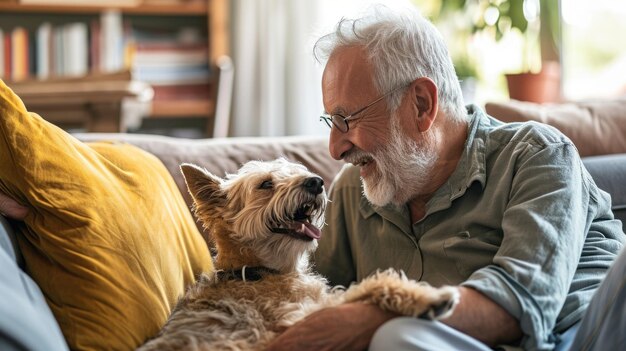 happy people at home with favorite pet love and friendship pragma