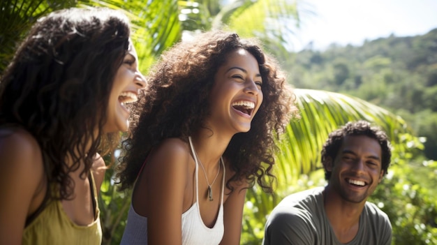 Happy people on tropical vacation