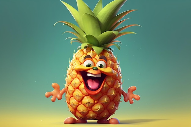 Happy Pineapple Cartoon Character AI