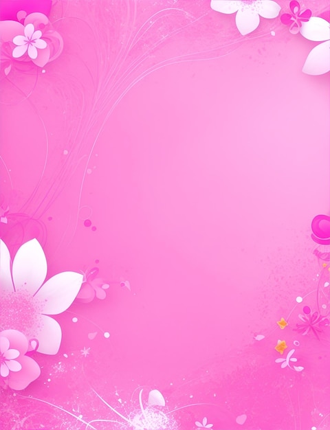 Photo happy pink flower frame with pink background