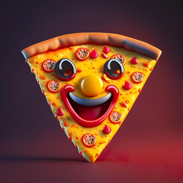 Happy pizza emoji logo character in 3D Generative AI