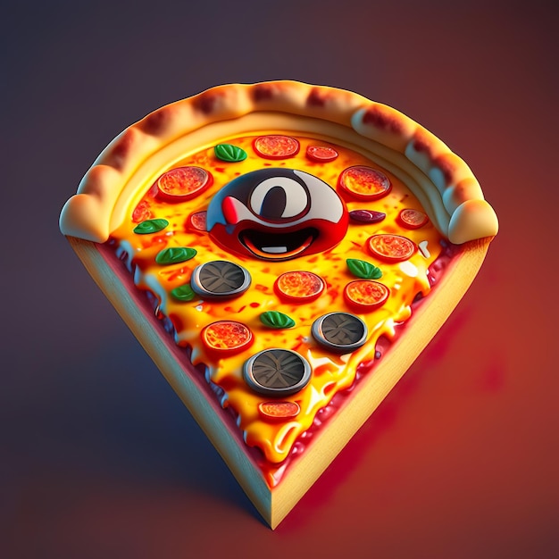 Happy pizza emoji logo character in 3D Generative AI