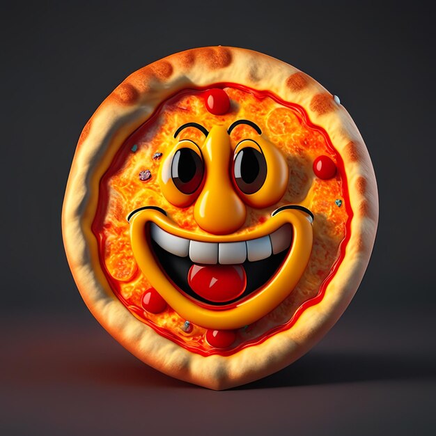 Happy pizza emoji logo character in 3D Generative AI