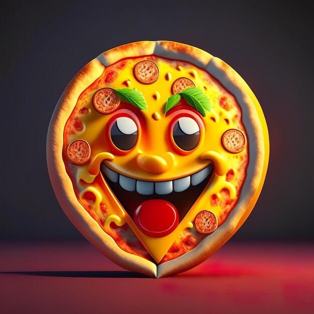 Foto personaggio del logo emoji della pizza felice in 3d generative ai