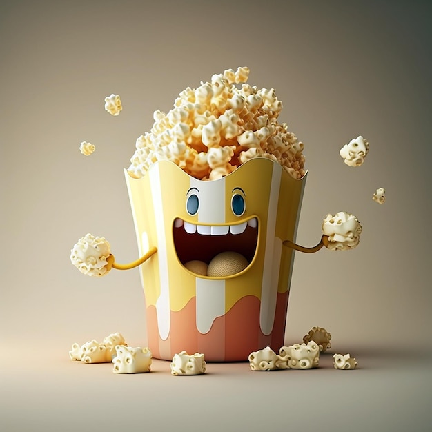 Happy Popcorn Character Using Generative AI