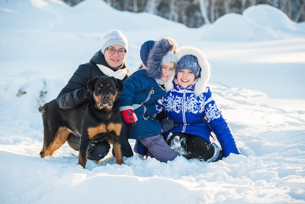 Happy positive mother and two daughters