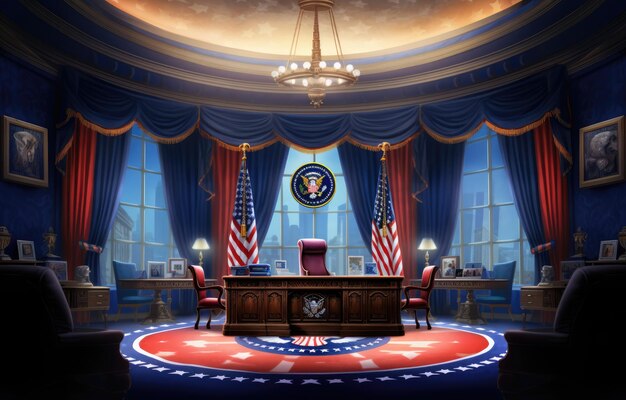写真 ホワイトハウス (ホワイトハウス) のエグゼクティブ・オフィス - アメリカ合衆国国旗のコンセプト