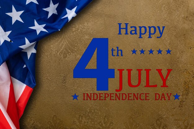 Foto banner happy presidents day con 4 luglio, bandiere americane. giorno dell'indipendenza degli stati uniti, giorno del lavoro americano, giorno della memoria, concetto di elezione degli stati uniti.