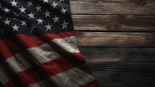Happy presidents day concept met vlag van de Verenigde Staten op zwarte houten achtergrond prachtig
