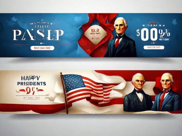 Photo happy presidents day a set of banners usa national symbolic background american public holiday realistic vector illustration