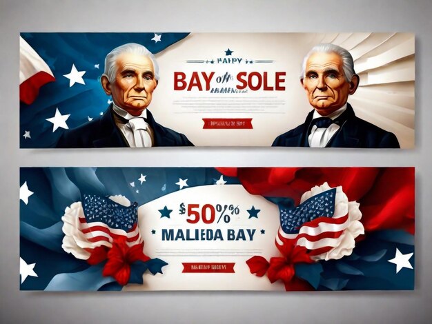 Photo happy presidents day a set of banners usa national symbolic background american public holiday realistic vector illustration