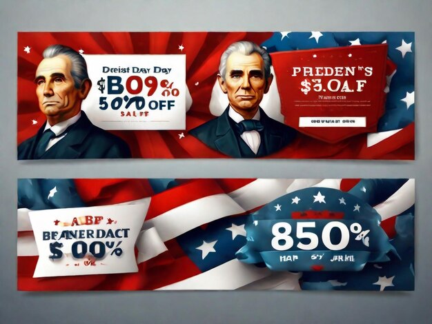Photo happy presidents day a set of banners usa national symbolic background american public holiday realistic vector illustration