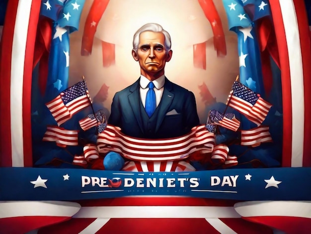 Photo happy presidents day in united states federal holiday in america celebrated in february patriotic american elements poster banner and background vector illustration