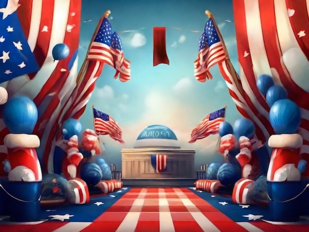 Счастливого дня президента США щетка и чернила гранж флаг векторная иллюстрация