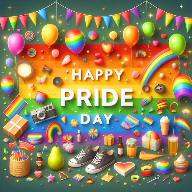 Foto happy pride day sullo sfondo simbolo della libertà con l'arcobaleno sullo sfondo