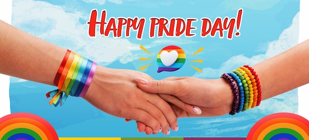 Foto collaggio di banner di happy pride day