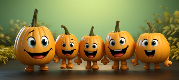 Foto happy pumpkin cartoon in 3d sfondo colorato per disegni divertenti