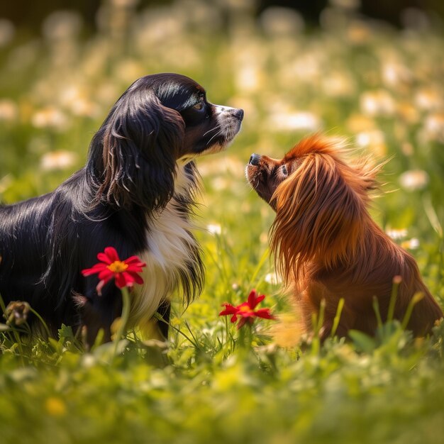 Happy puppies playing together