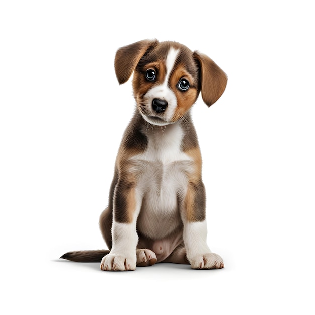 Happy puppy dog isolated on white background Generative AI