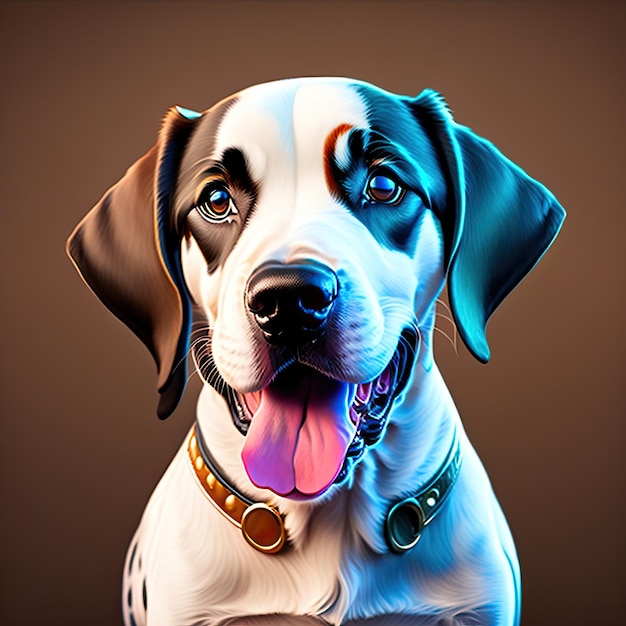 孤立した背景に笑みを浮かべて幸せな子犬犬かわいいダルメシアン犬の肖像画デジタル アート