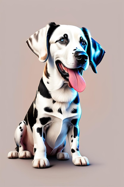 Happy puppy dog smiling on isolated background Portrait of a cute Dalmatian dog Digital art