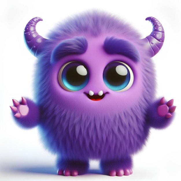 Photo happy purple monster spreading joy