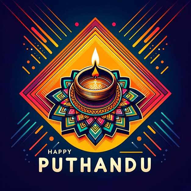 Happy puthandu simple card illustration