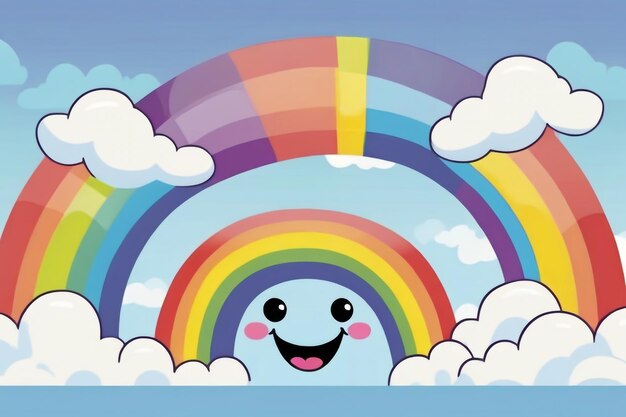 Photo happy rainbow with eyes and smile