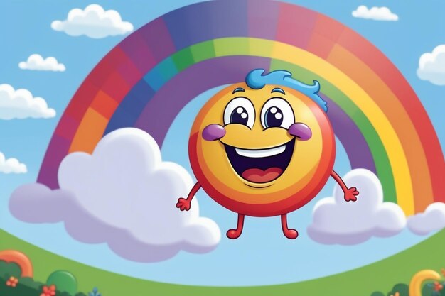 Happy rainbow with eyes and smile