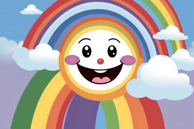 Photo happy rainbow with eyes and smile