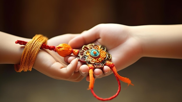 행복한 Raksha Bandhan 개념 형제 자매 축제 Rakhi 축하 Ai 생성