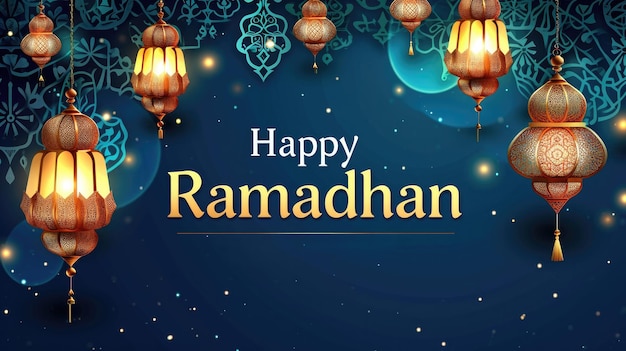 Photo happy ramadhan greeting card design