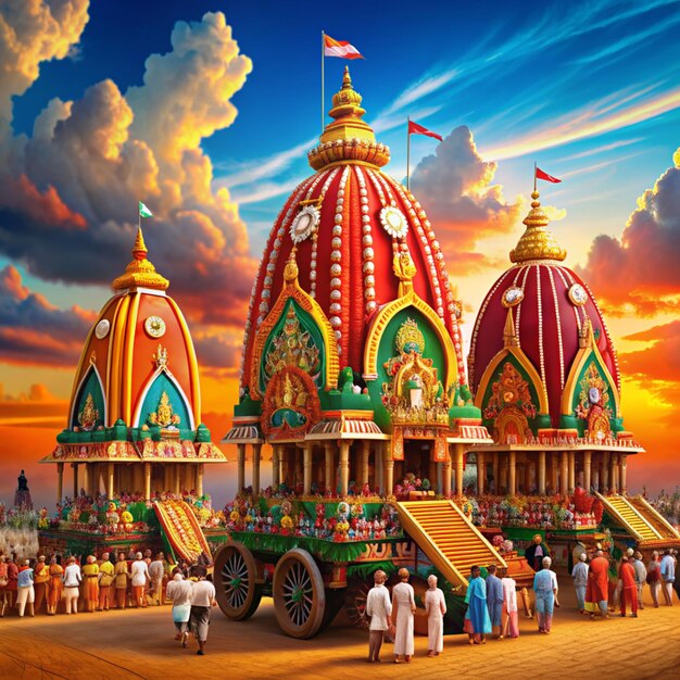 Foto felice rathayatra rathayatre desidera l'illustrazione del saluto