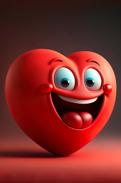 Happy red heart with eyes and a smile