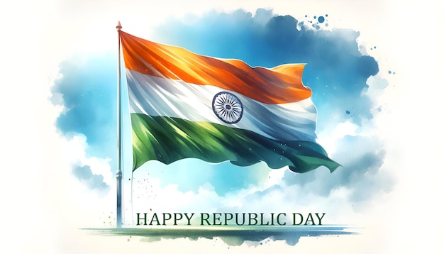 Happy republic day background in watercolor style