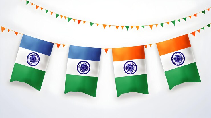 फोटो happy republic day of india decoration background with bunting flag
