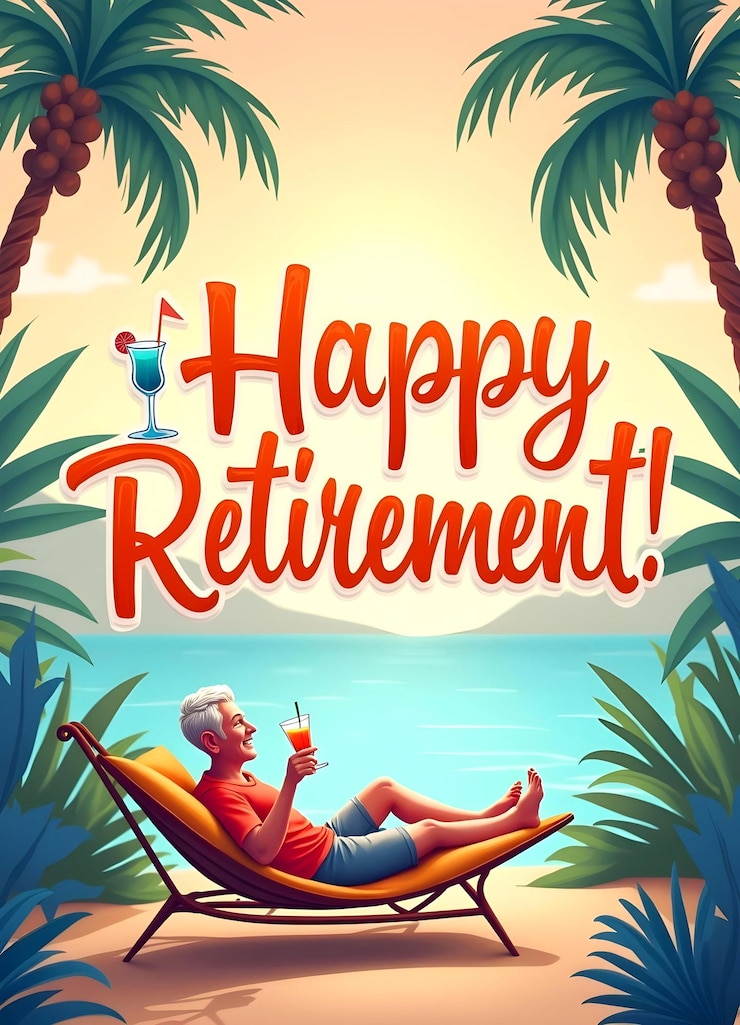 Photo happy retirement tropical relaxation scene with palm trees