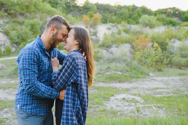 Happy romantic Couple Man and Woman Travelers