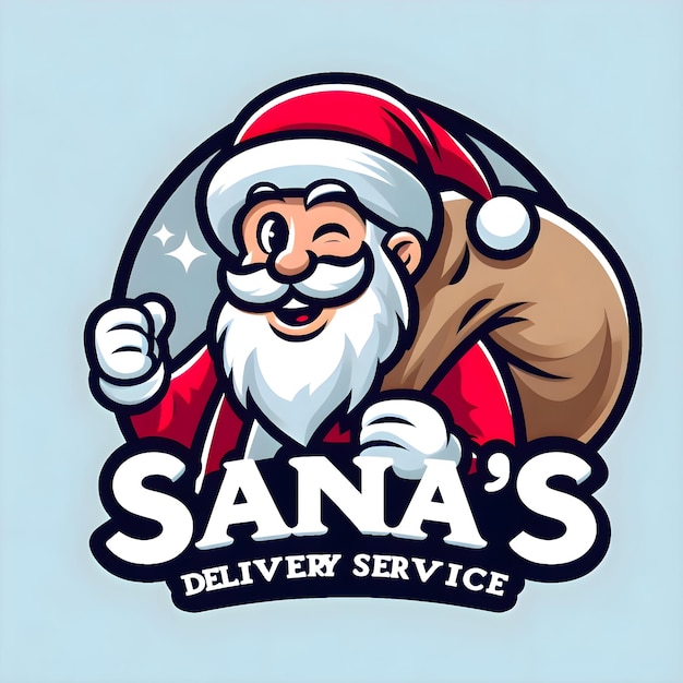 Photo a happy santa claus delivery service mascot logo design