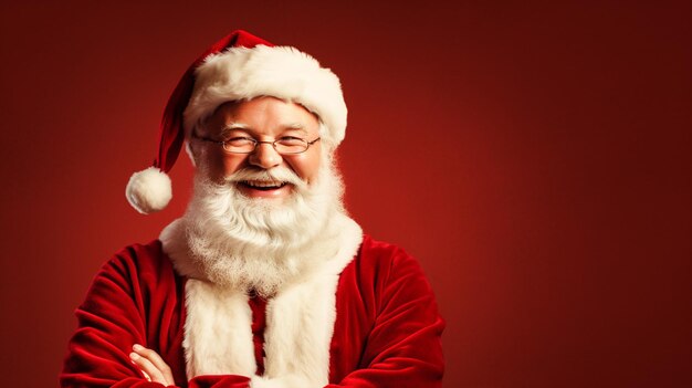 Photo happy santa claus on isolated red background