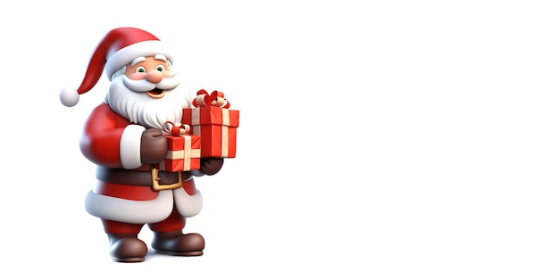 Happy Santa met geschenkdozen Banner met plaats voor tekst Prettige Kerstdagen en Gelukkig Nieuwjaar