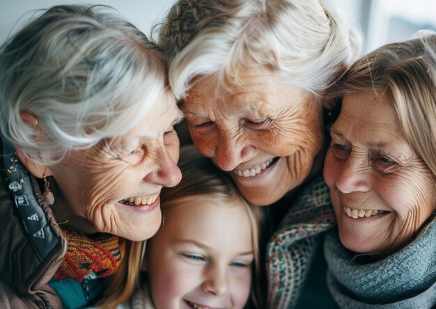 Photo happy scandinavian mothers and daughters together for mothers day holiday celebration