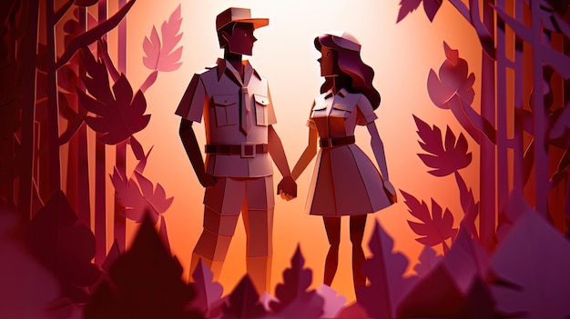 Photo happy scout day boy and girl together